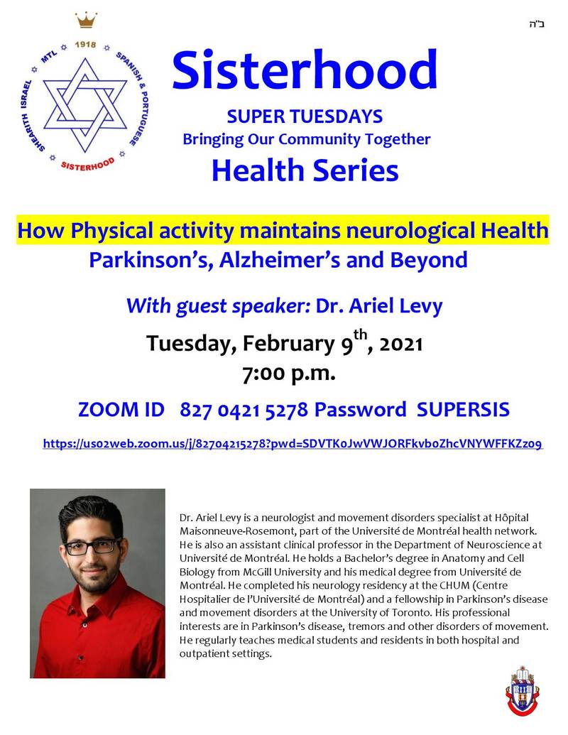 Banner Image for Sisterhood Health Series: How Physical activity maintains neurological Health Parkinson’s, Alzheimer’s and Beyond With guest speaker: Dr. Ariel Levy