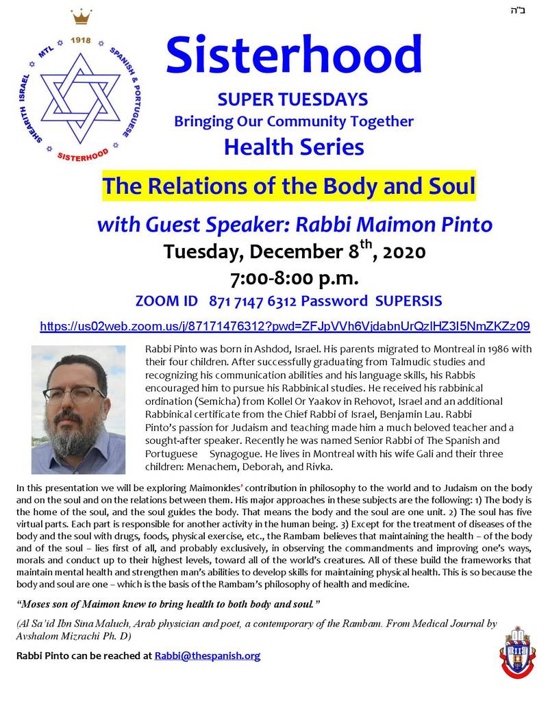 Banner Image for Sisterhood Health Series: The Relations of the Body and Soul