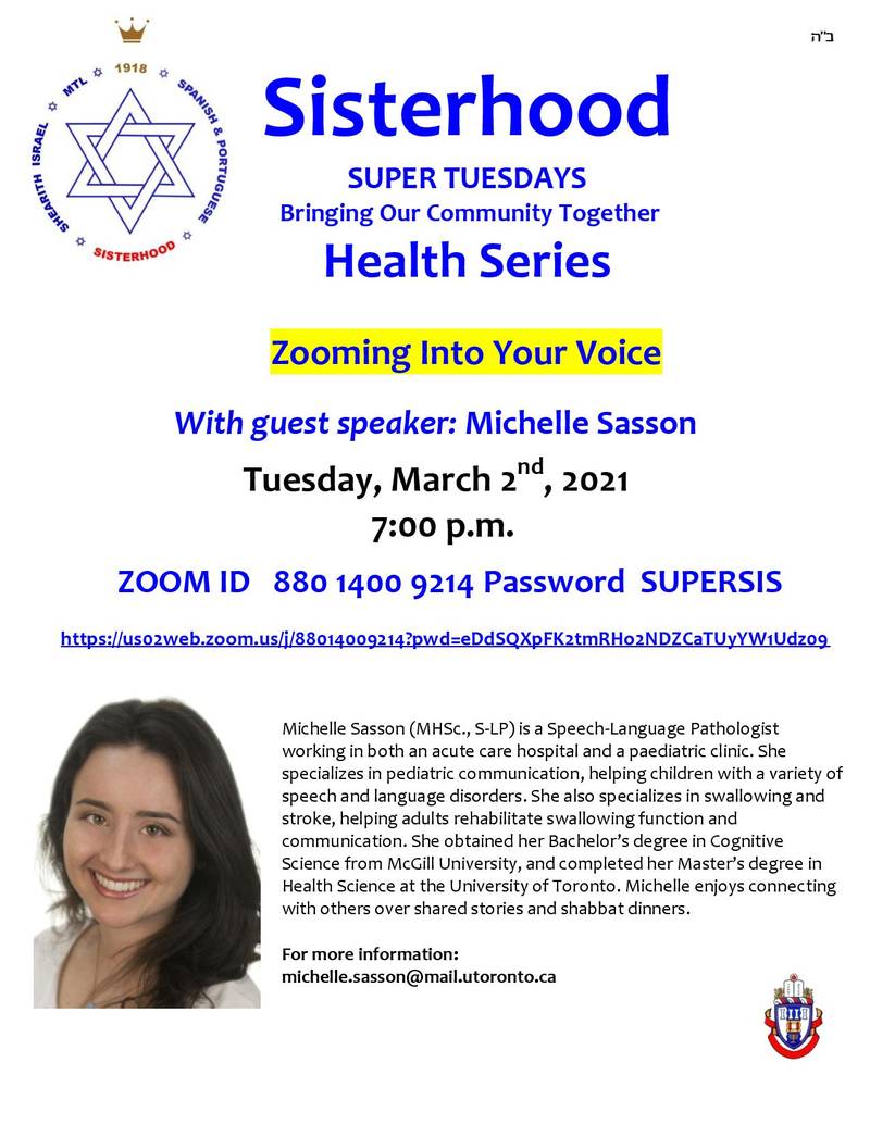 Banner Image for Sisterhood Health Series: Zooming Into Your Voice With guest speaker: Michelle Sasson