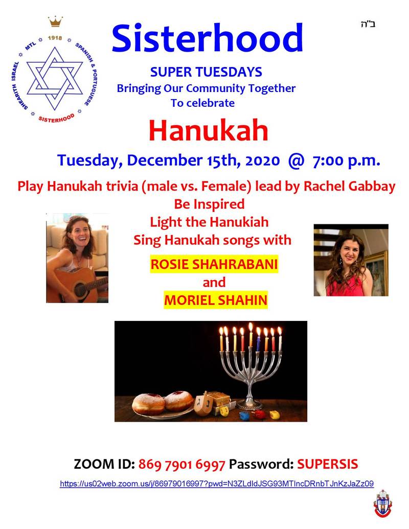 Banner Image for Sisterhood Super Tuesdays Hanukah Community Celebration