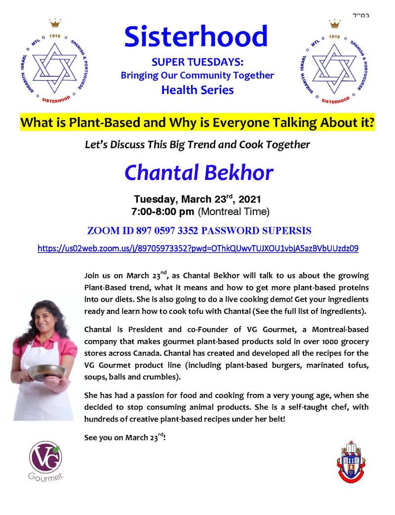 Banner Image for Sisterhood Health Series: What is Plant-Based and Why is Everyone Talking About it? With Guest Speaker: Chantal Bekhor
